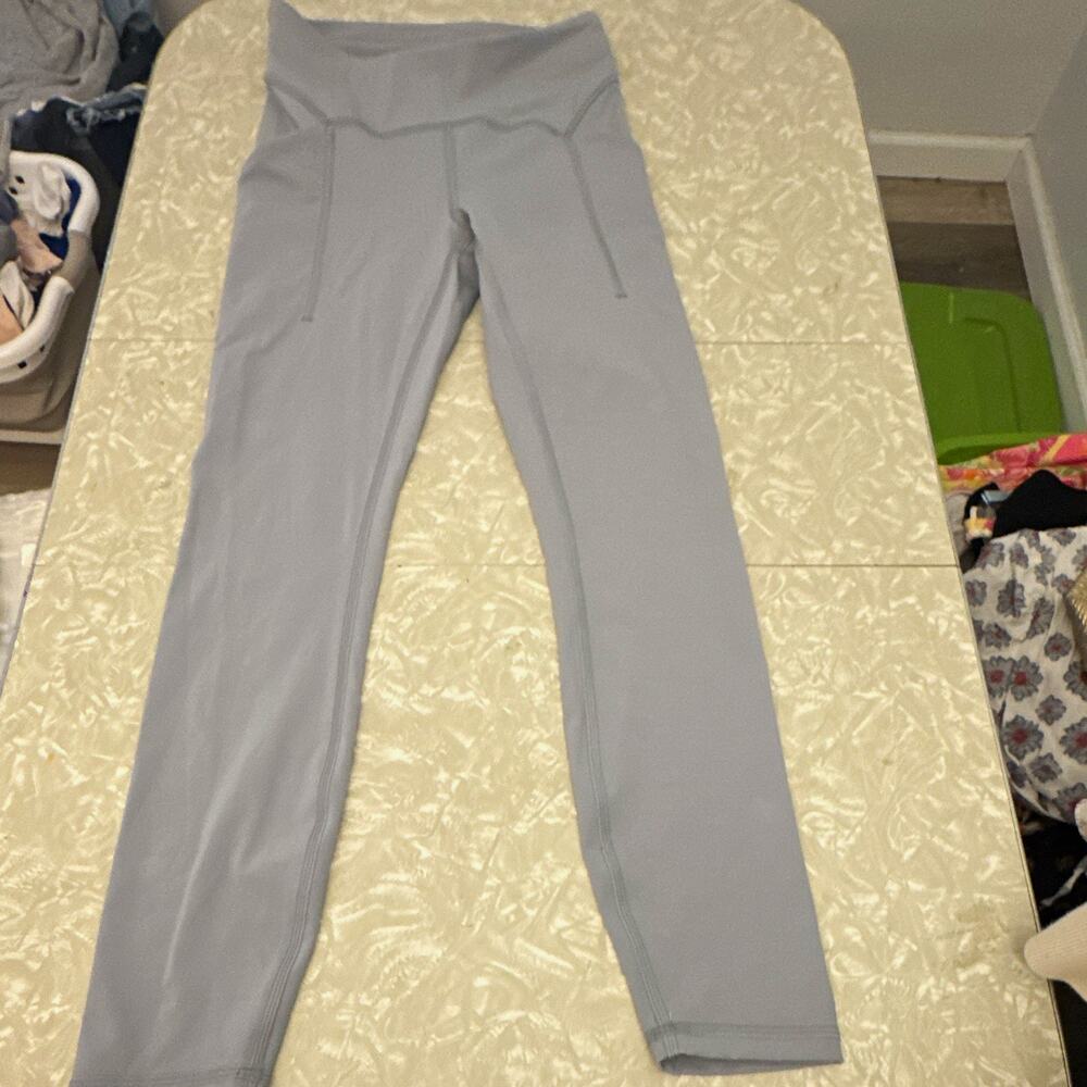 lululemon athletica Womens High Rise Ankle Yoga Leggings Pockets Gray 4